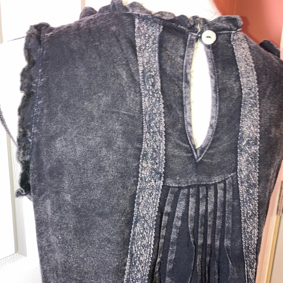 Boho Whimsigoth Washed Black Sleeveless Hippie Top sz POL sz Small - Picture 6 of 8